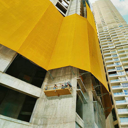 Use of customized walers/brackets to ensure swift gondola/suspended platform/cradle access.